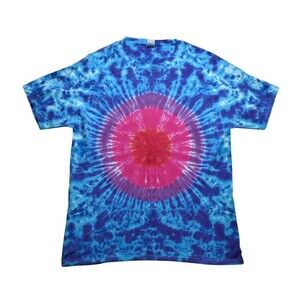 Tie Dye Unisex Large Blue Circle Short Sleeve T-Shirt
